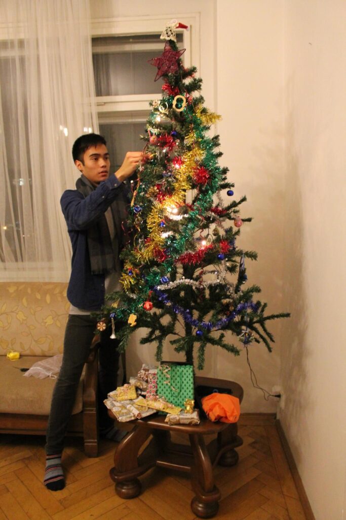 Finishing touches to the tree. Credit to Katie